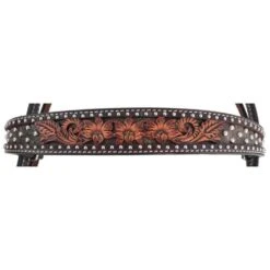 Circle Y Saddlery Dark Flash Arizona Flower Browband Headstall -Western Cowboy Equipment Store 1008 12 SC 2